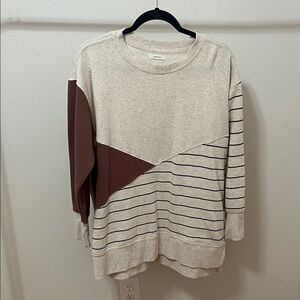 Maurices Beige and Brown Striped Sweater